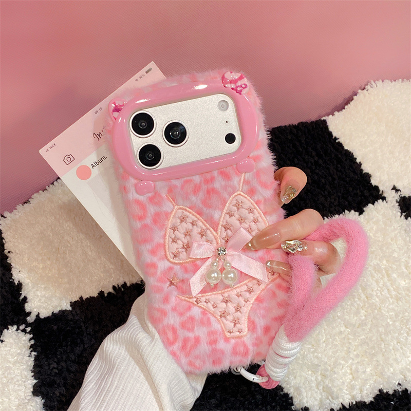 Phone Cases For Iphone 11 - Luxe luipaardprint bikini patroon pluche telefoonhoesje